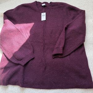 J. Jill Burgundy and Pink Crew Neck Sweater NWT